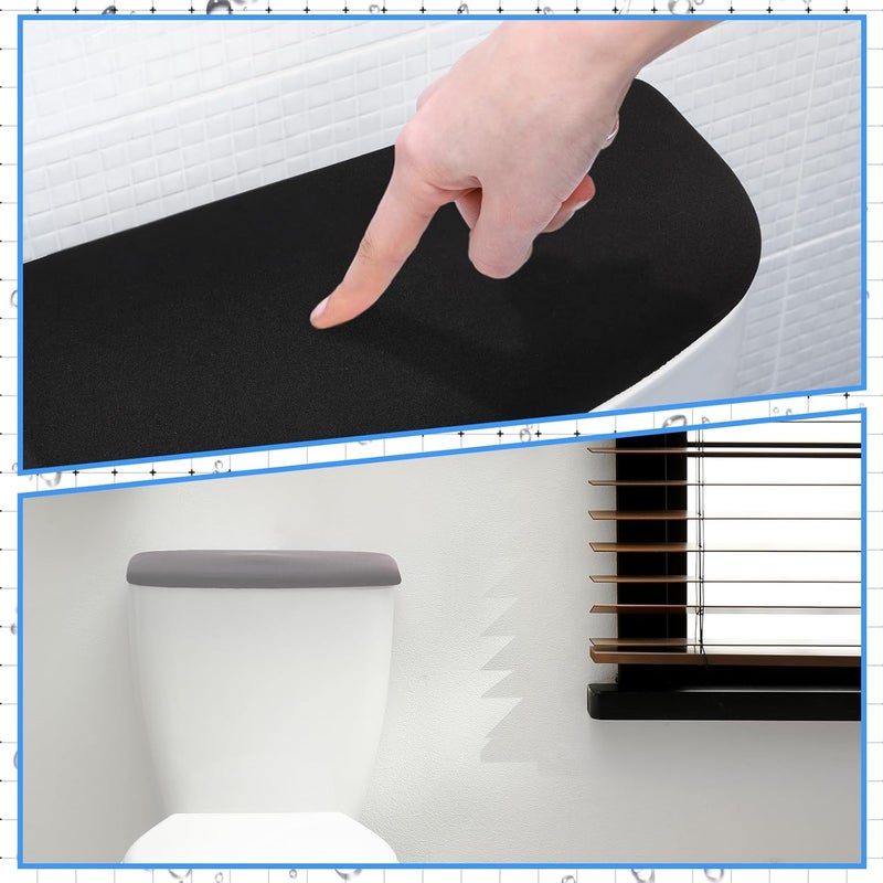 Hoolerry 4 Pcs Toilet Tank Lid Cover Universal Back of Toilet Tank Cover Soft and Absorbent Replacement with Elastic Bottom for Bathroom Decor Accessories(Black, Dark Gray, Blue, Dark Red) - Image 4